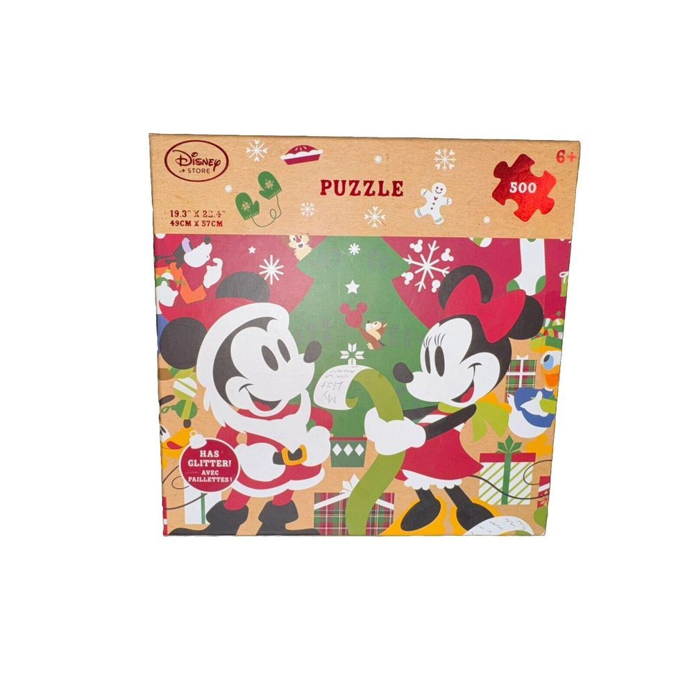 Disney Store Mickey & Minnie Christmas Holiday-Themed 500-Piece Jigsaw Puzzles